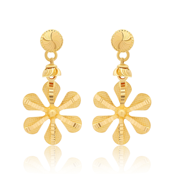 22K Gold Flower Drop Earrings