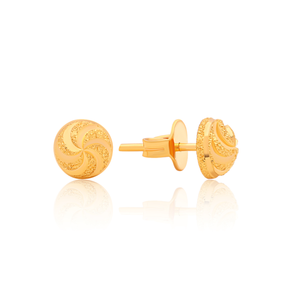 22K Gold Frosted Spiral Stud Earrings
