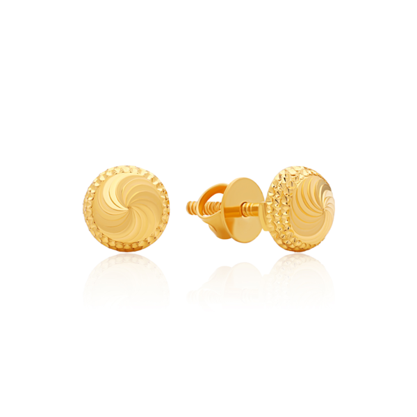 22K Gold Spiral Stud Earrings