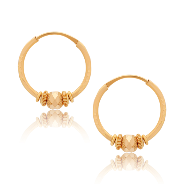 22K Gold Basket Charms Hoop Earrings (5.60G) - Queen of Hearts Jewelry