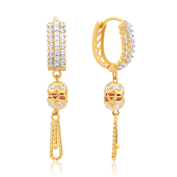22K Gold Huggie Dangle Earrings