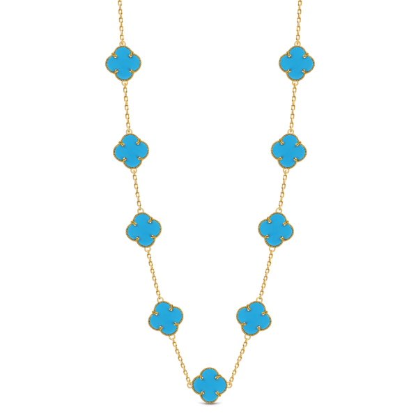 22K Gold Agate Clover Necklace