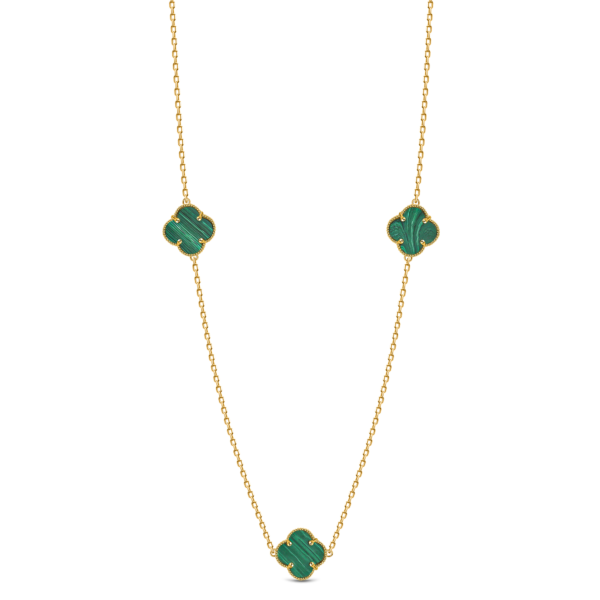 22K Gold Malachite Clover Necklace