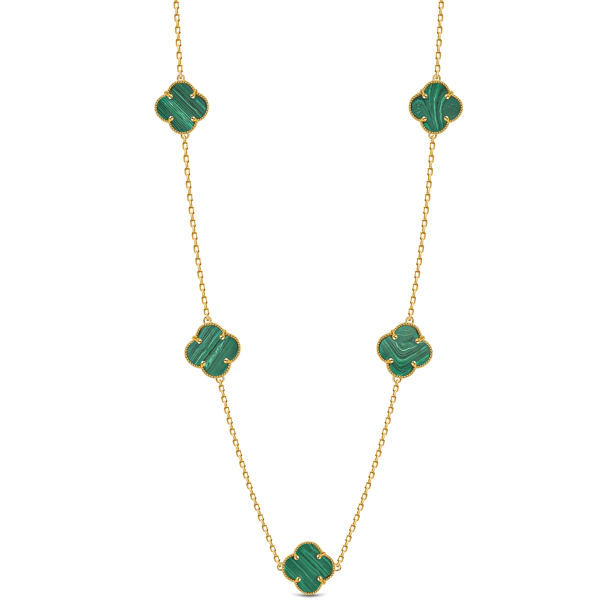 Diamond Small Malachite Clover Necklace | BE LOVED Jewelry