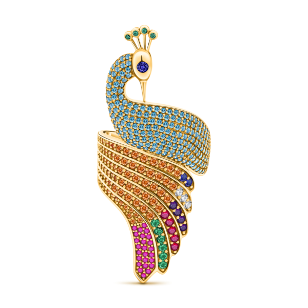 22K Gold Peacock CZ Ring