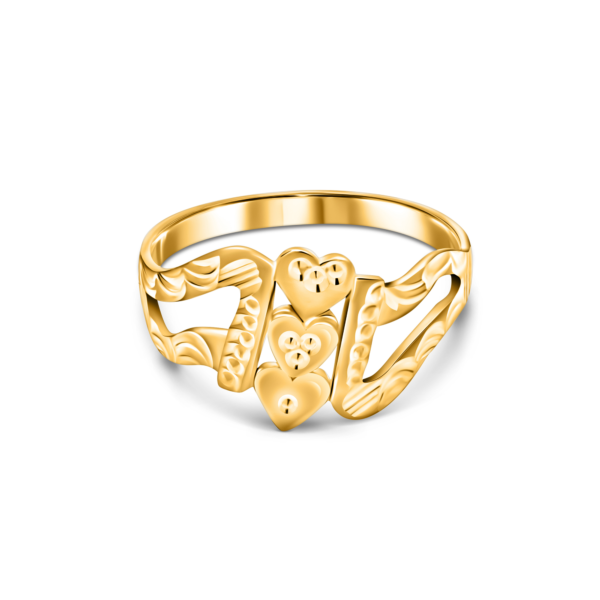 22K Gold Heart Tiered Ring