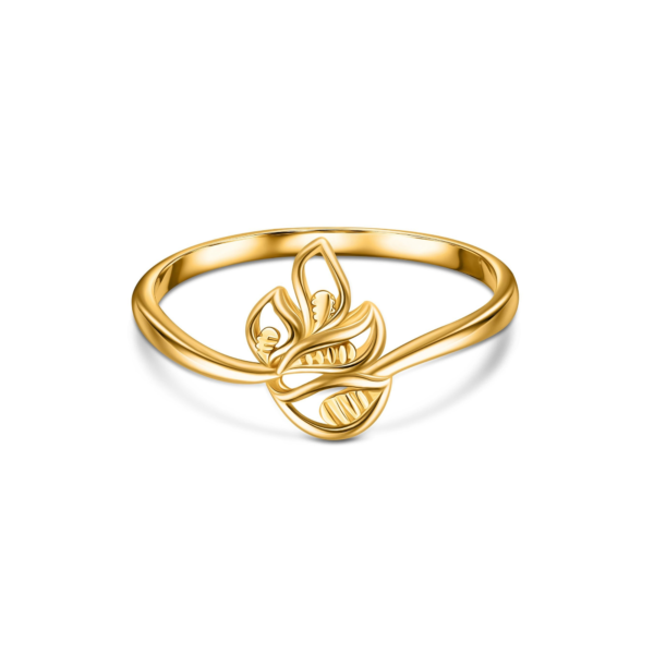 22K Gold Lightweight Leaf Ring