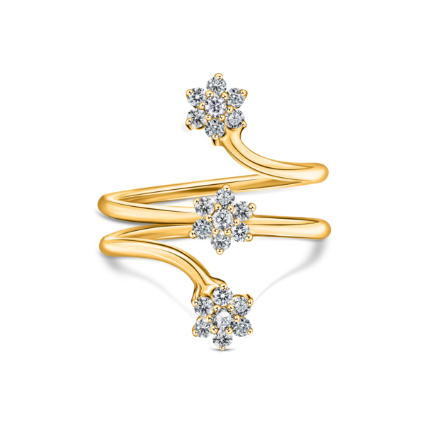 22K Gold Coiled CZ Ring