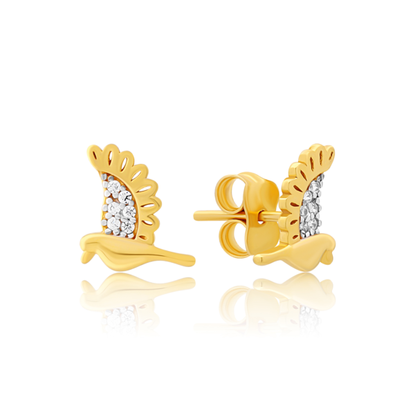 22K Gold Mini Bird Earrings