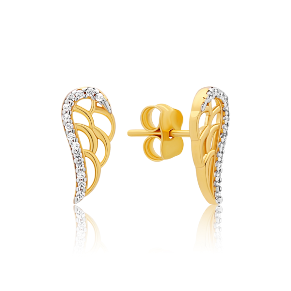 22K Gold Winged Stud Earrings