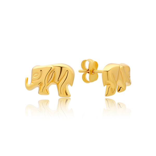 22K Gold Mini Elephant Stud Earrings
