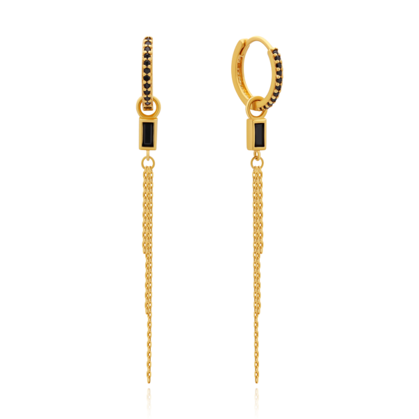 22K Gold Mini Onyx Hoop Earrings