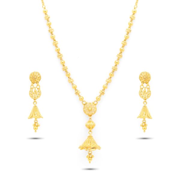 22K Gold Filigree Beaded Necklace Set