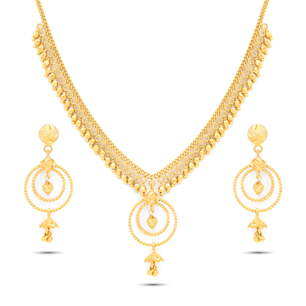 22K Gold Hoop Charms Necklace Set