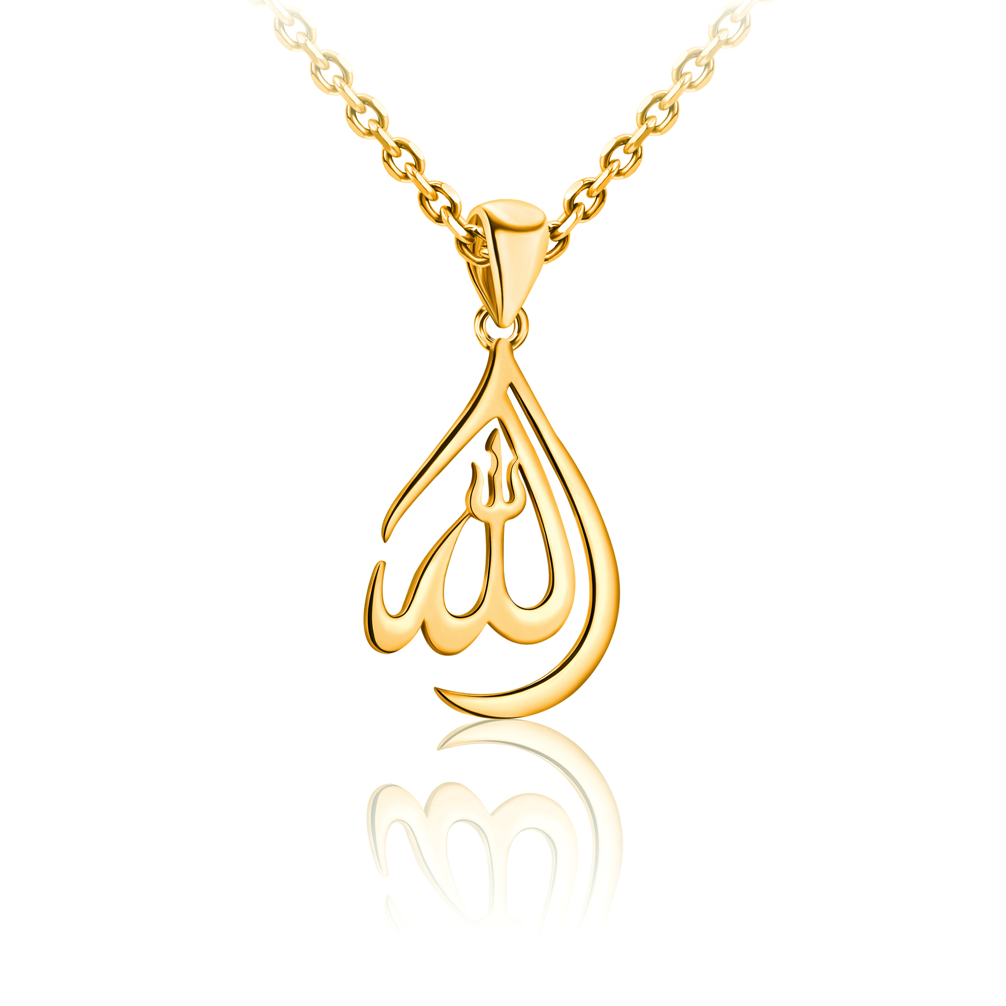 Allah Pendant Necklace in Solid Gold, Black Enamel – Pome Jewelry