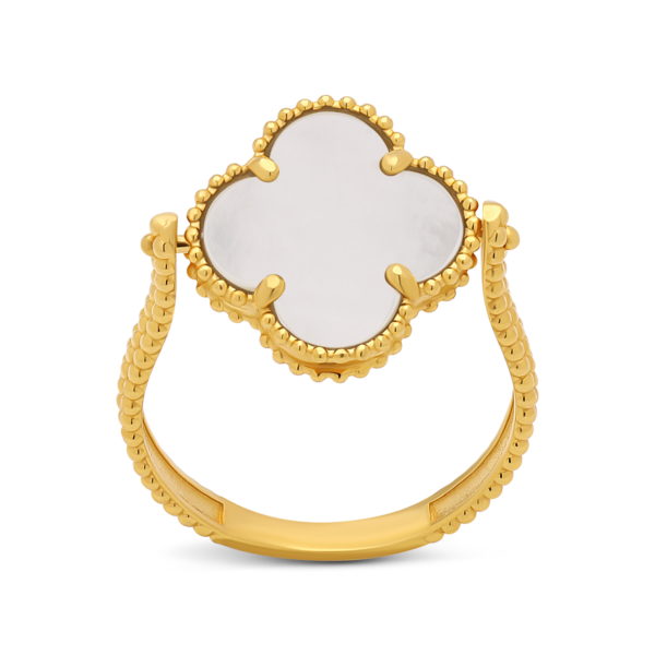 22K Gold Mother of Pearl Clover Ring