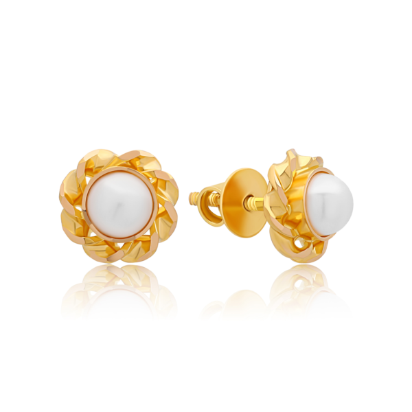 22K Gold Pearl Stud Earrings