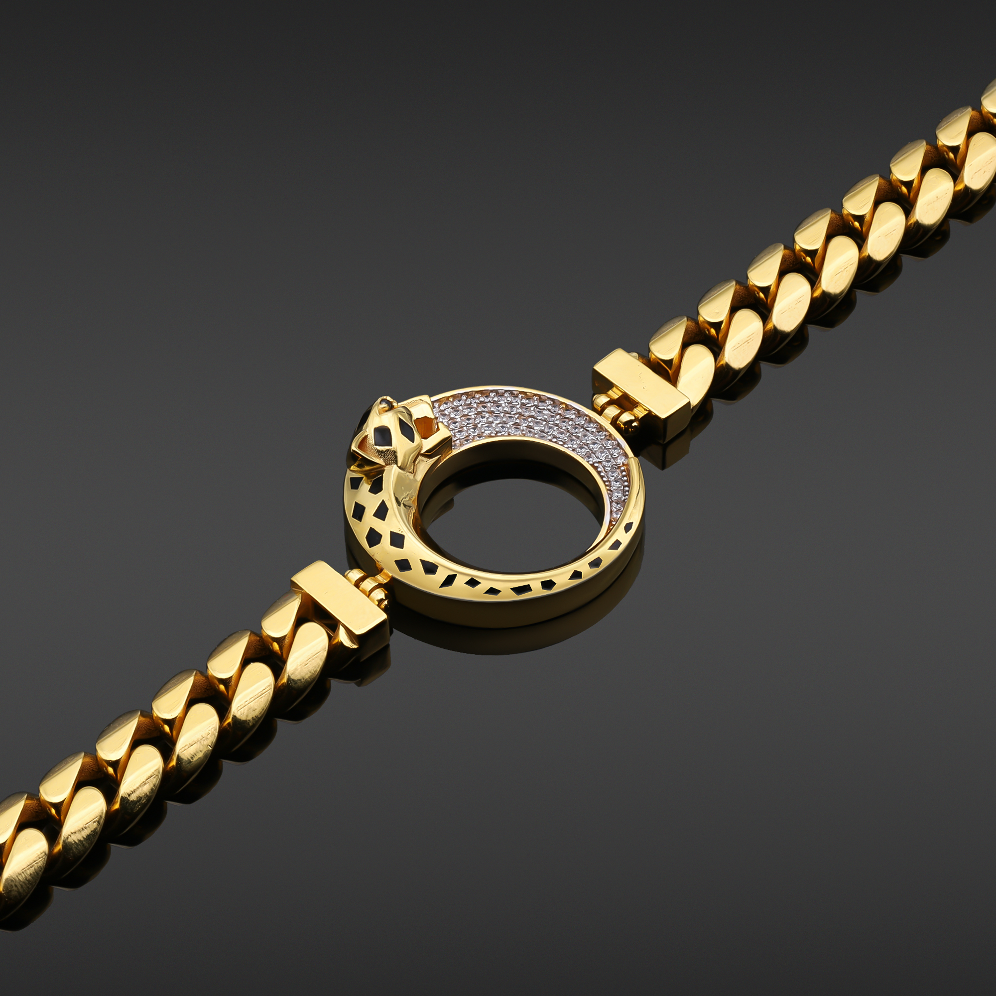 Ganesha Bracelet(22K Gold) - BrMb4618 - 22K Gold Men's Bracelet with holy  Ganesha all around the bracelet. (with extra security lock)