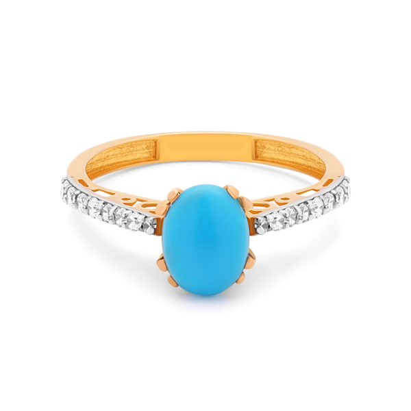 22K Gold Turquoise CZ Ring