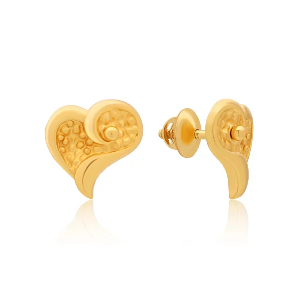 22K Gold Heart Stud Earrings