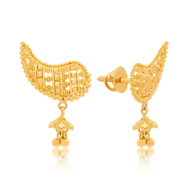 22K Gold Filigree Drop Earrings