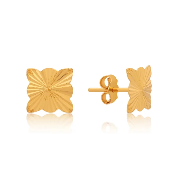 22K Gold Flat Stud Earrings