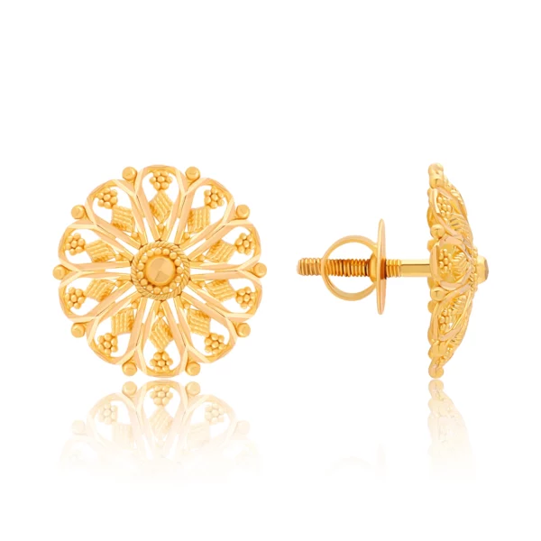 22K Gold Classic Embroidered Stud Earrings