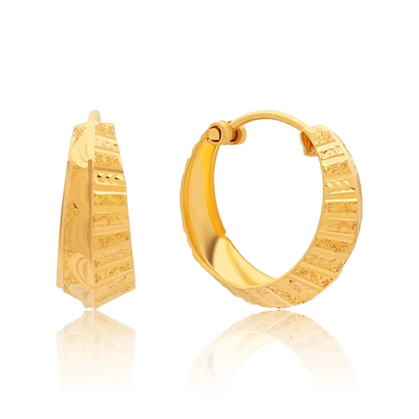 22K Gold Textured Hoop Earrings