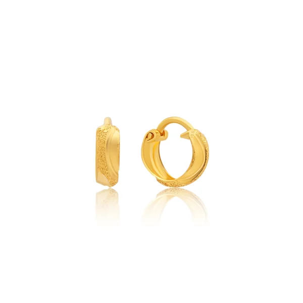 22K Gold Mini Textured Hoop Earrings