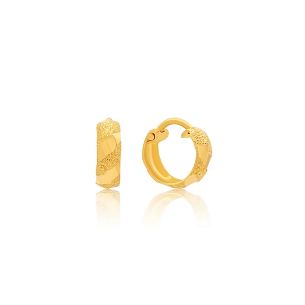 22K Gold Mini Textured Hoop Earrings