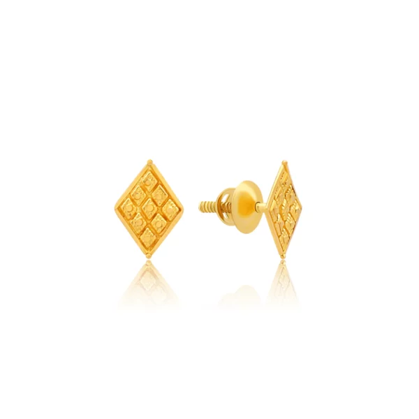 22K Gold Diamond Shaped Stud Earrings