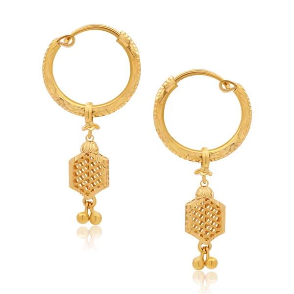 22K Gold Honeycomb Hoop Earrings
