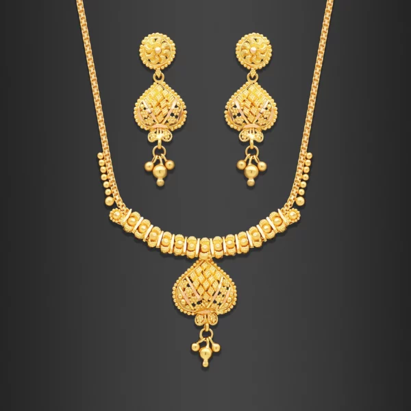 22K Gold Light Filigree Necklace Set