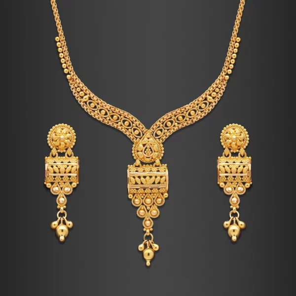 22K Gold Filigree Embroidered Necklace Set