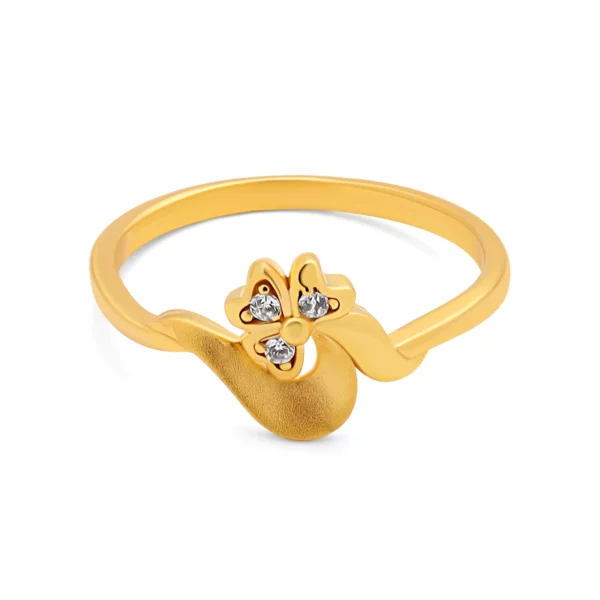 22K Gold Dainty Floral Ring
