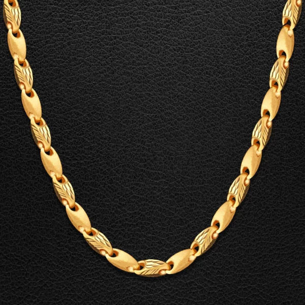 22K Gold Hollow Bullet Link Chain