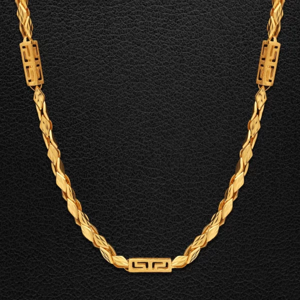 22K Gold Greek Block Link Chain