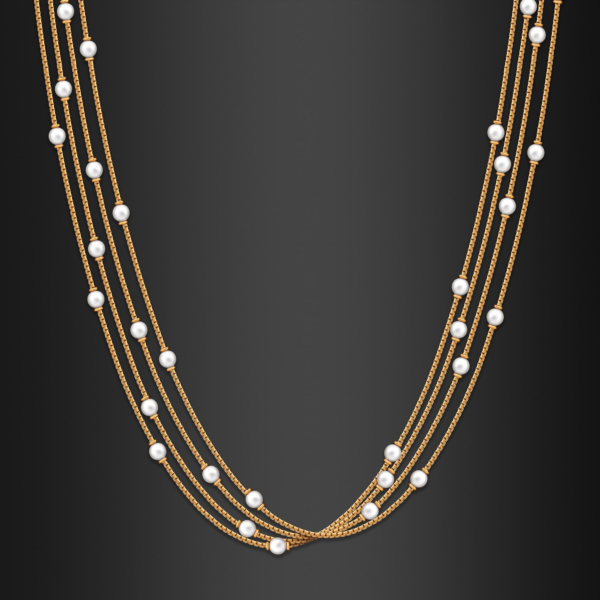 22K Gold Pearl Quad Strand Necklace