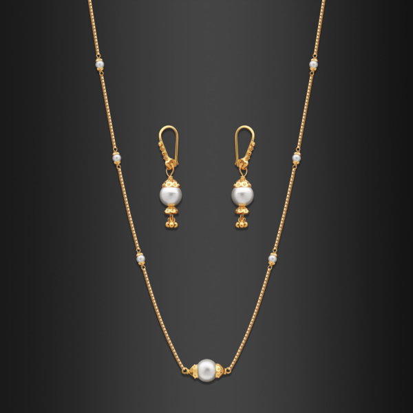 22K Gold Classic Pearl Necklace Set