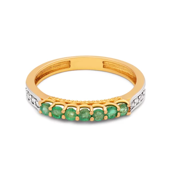 22K Gold Half Eternity Emerald Ring
