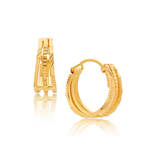 22K Gold Trident Hoop Earrings