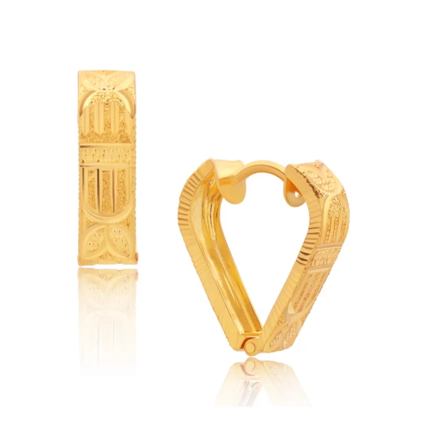 22K Gold Leafed Heart Huggie Earrings