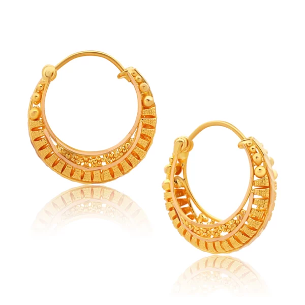 22K Gold Embroidered Basket Hoop Earrings