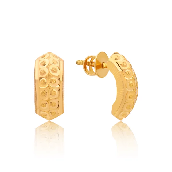 22K Gold Textured Curve Stud Earrings