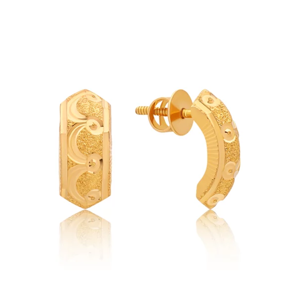 22K Gold Light Curved Stud Earrings
