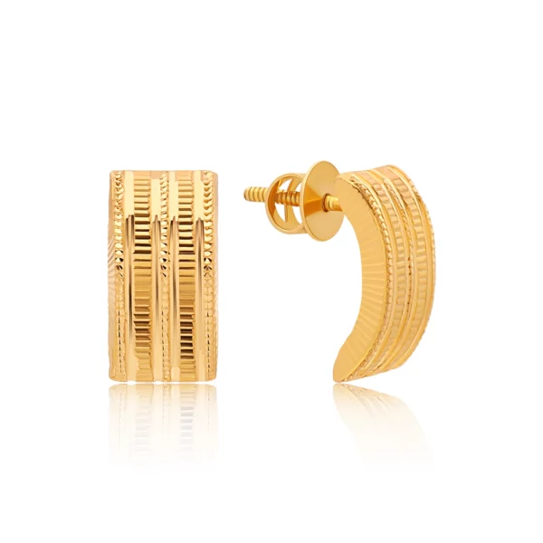 22K Gold Curved Stud Earrings