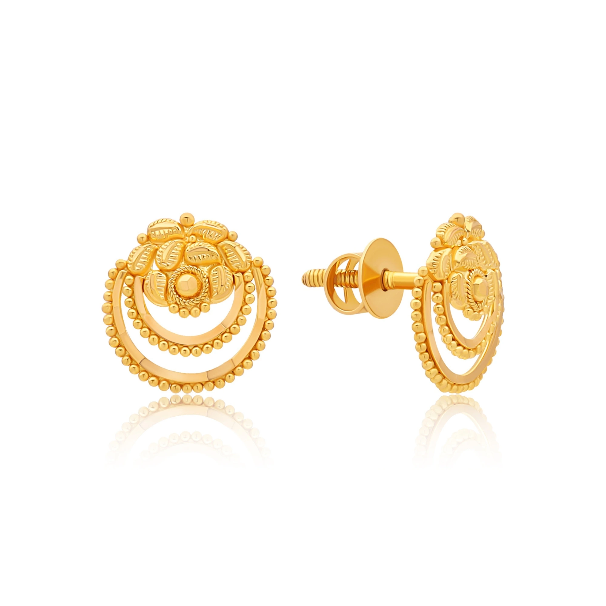 Shop Shimmering Floral Gold Earrings | Gold Earrings Designs for Women at  GRT Jewels
