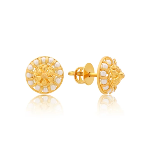 22K Gold Pearl Cluster Stud Earrings
