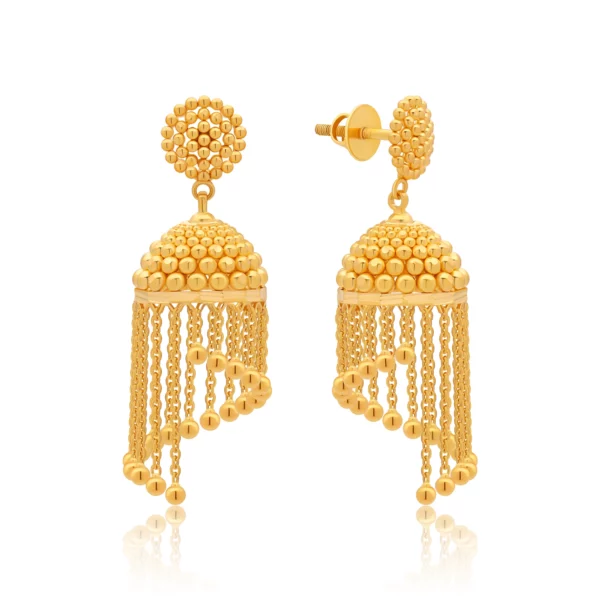 22K Gold Beaded Jhumka Earrings