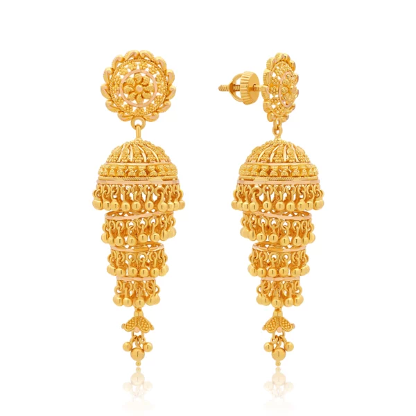 22K Gold Chandelier Jhumka Drop Earrings